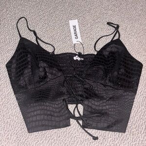 Garage Women’s XS Cropped Tie Tank Top Black